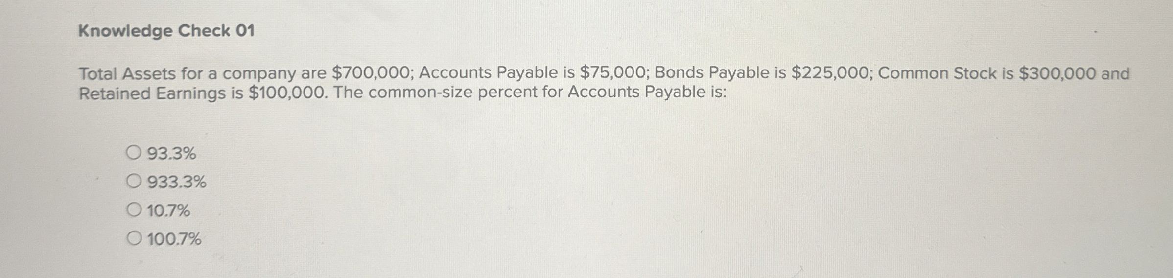 Knowledge Check 0 1 Total Assets for a company