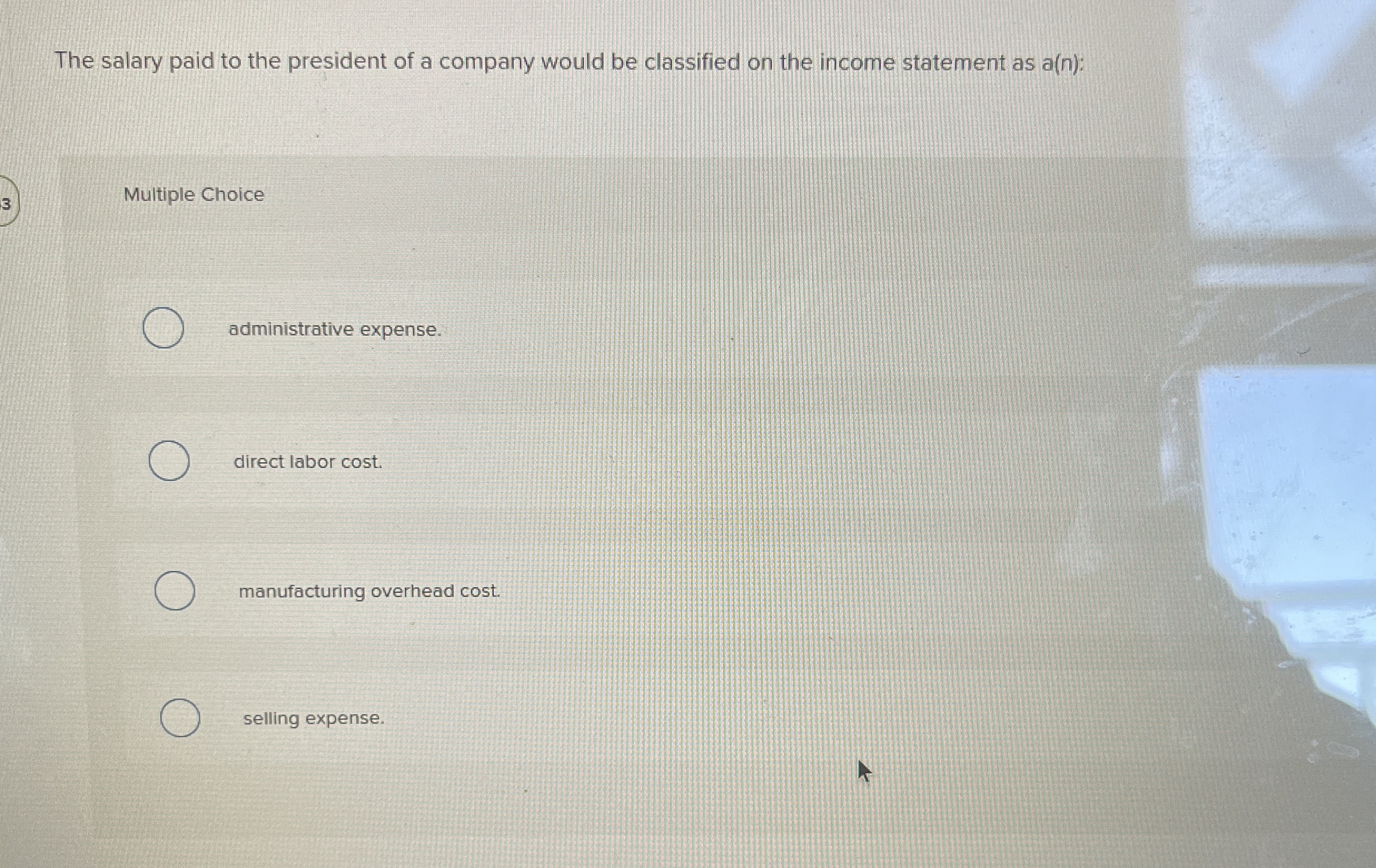 The salary paid to the president of a company