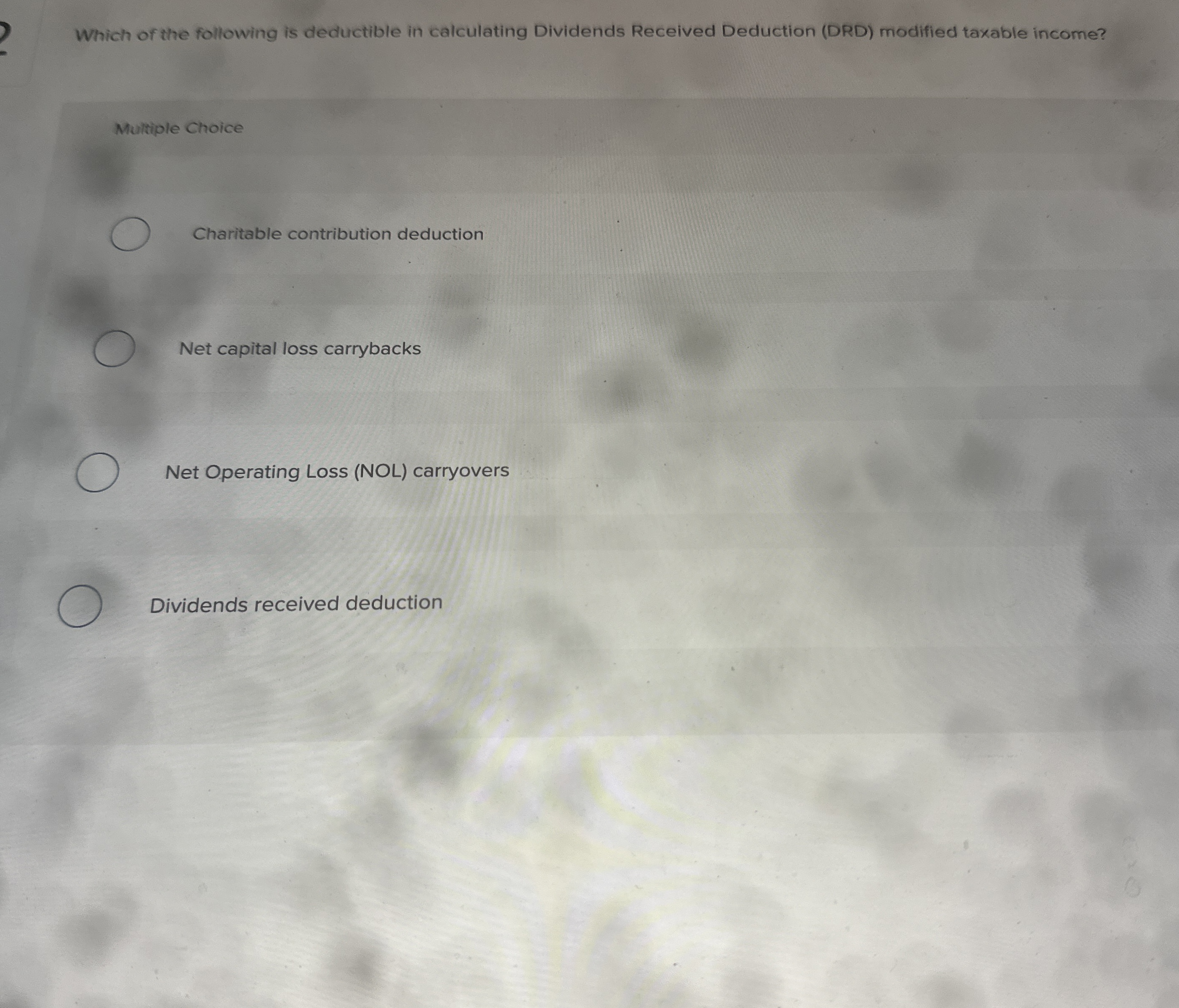 Which of the following is deductible in