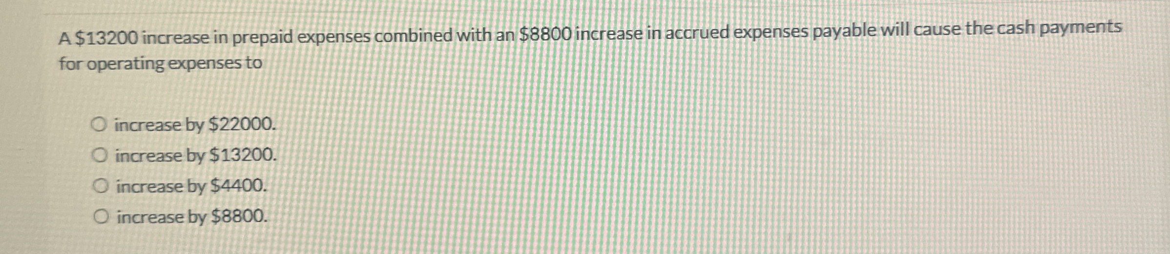 A $ 1 3 2 0 0 increase in prepaid expenses