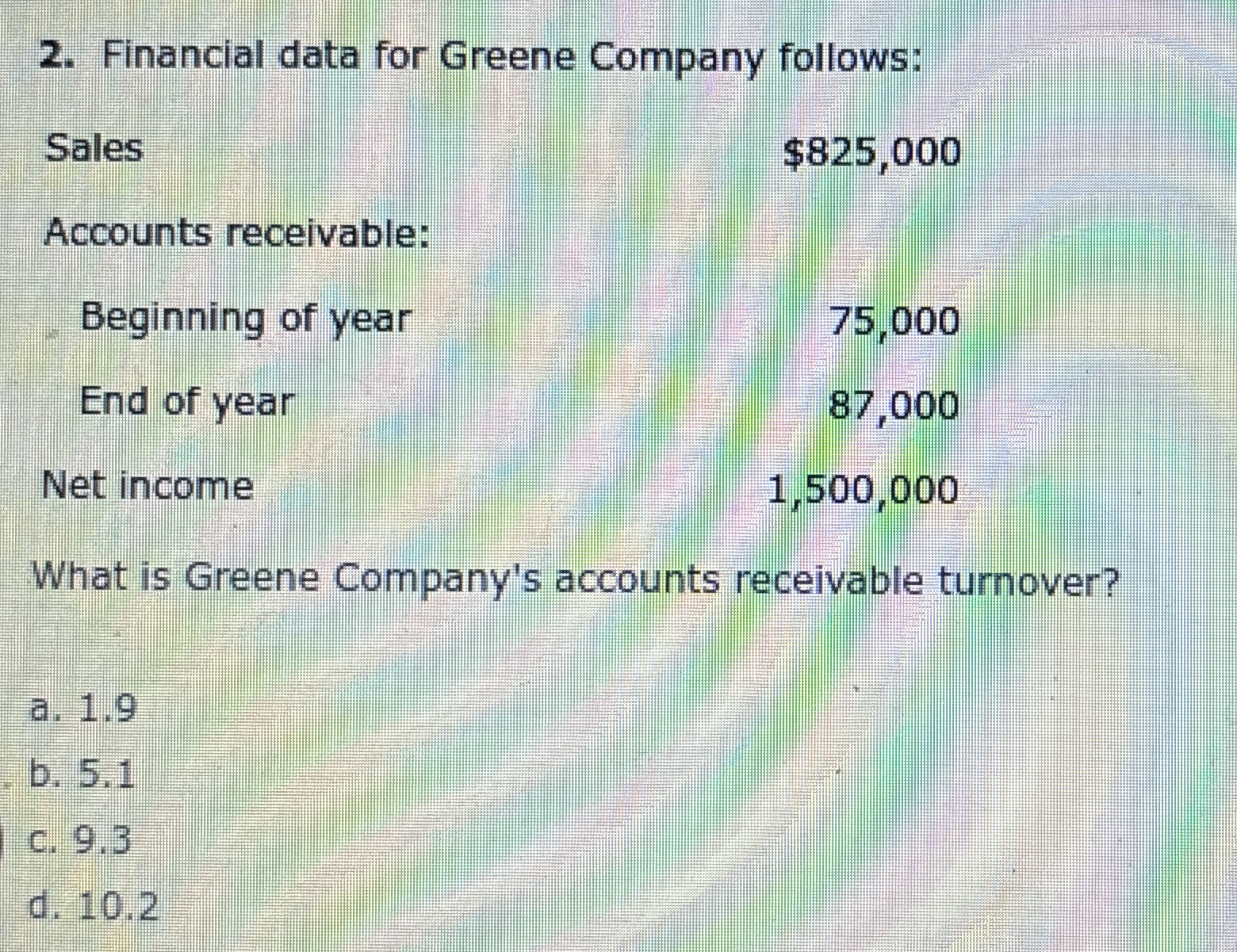 Financial data for Greene Company follows: \
