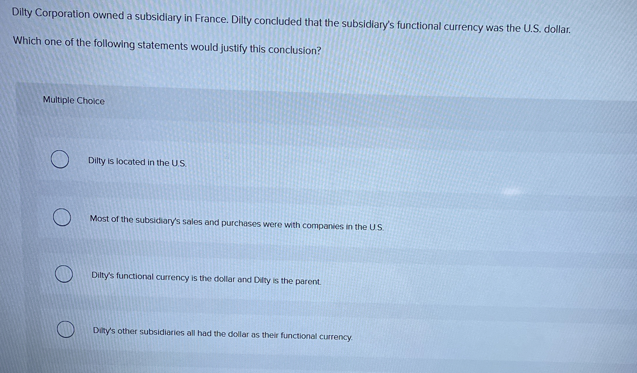 Dilty Corporation owned a subsidiary in France.