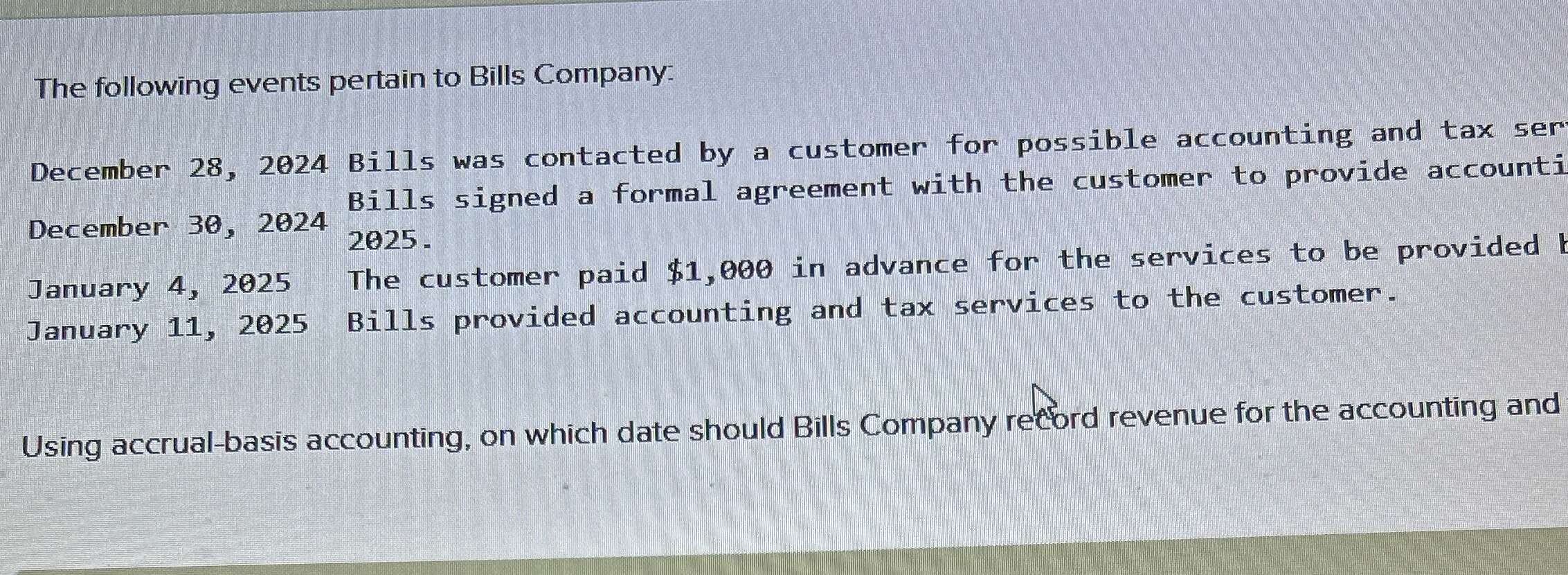 The following events pertain to Bills Company: