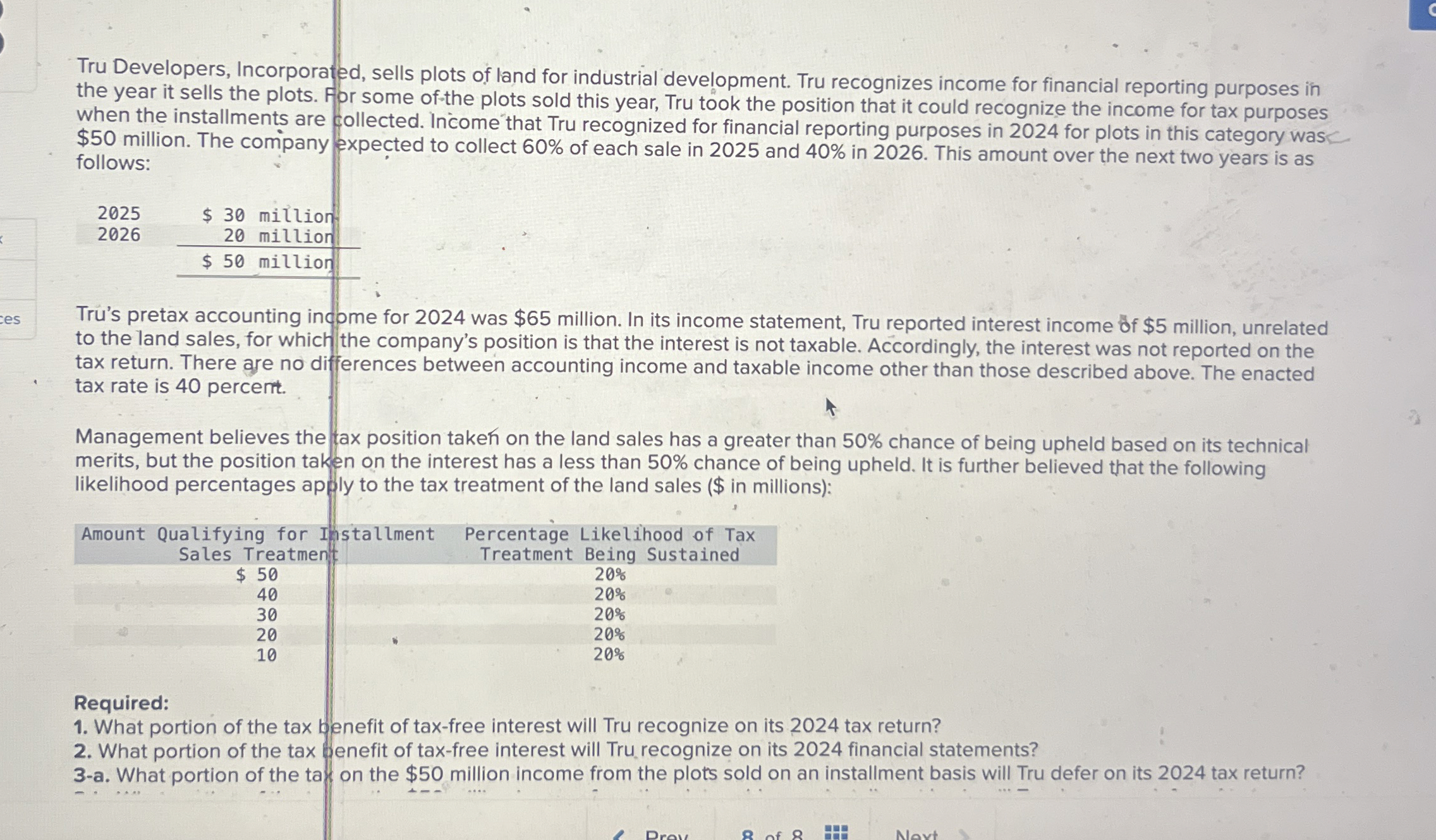 Tru Developers, Incorporated, sells plots of land
