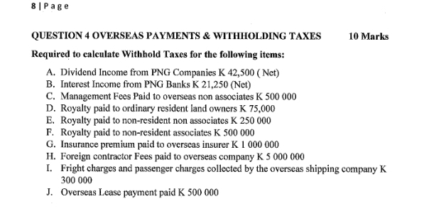 8 | Page QUESTION 4 OVERSEAS PAYMENTS \ &