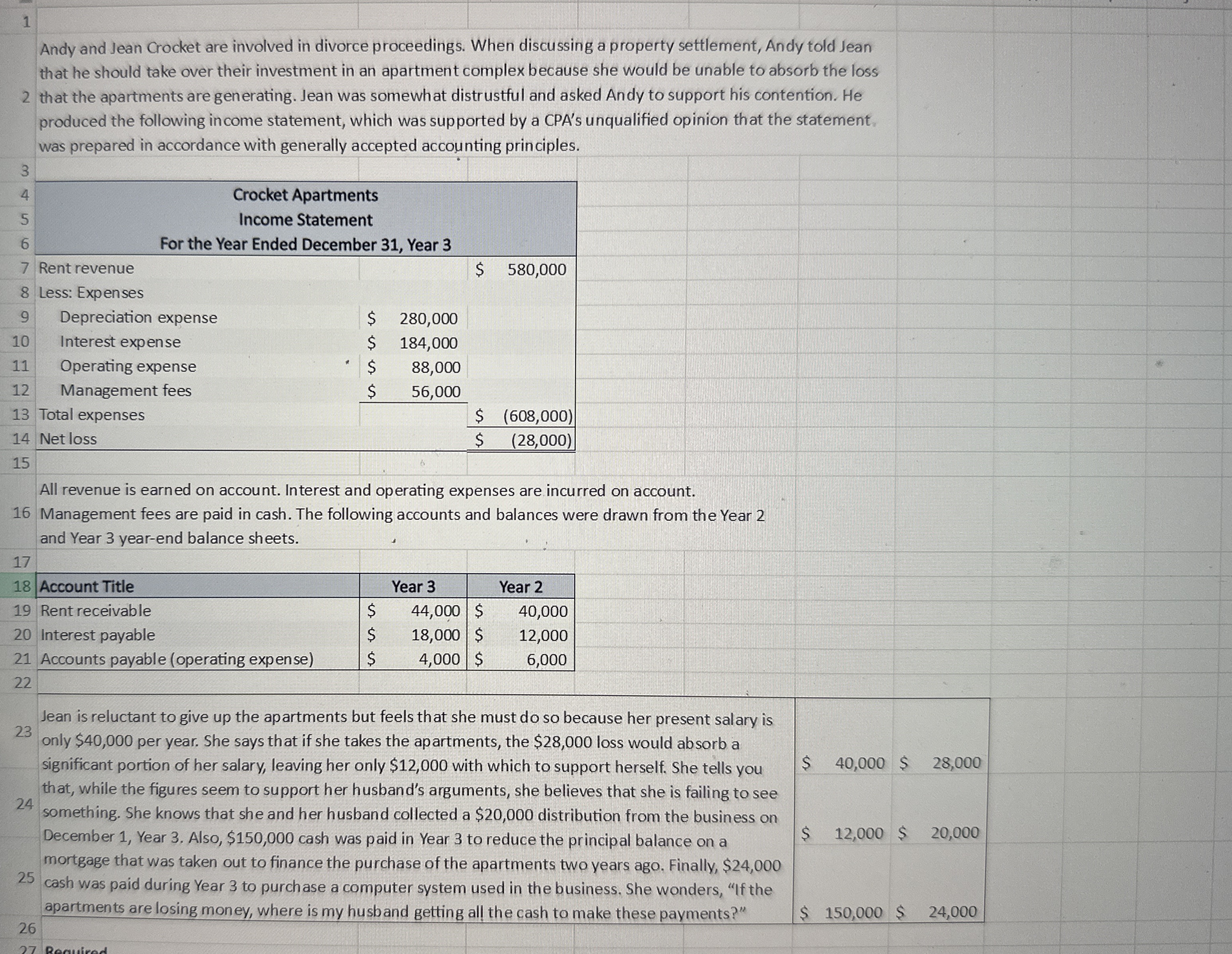 1 Andy and Jean Crocket are involved in divorce