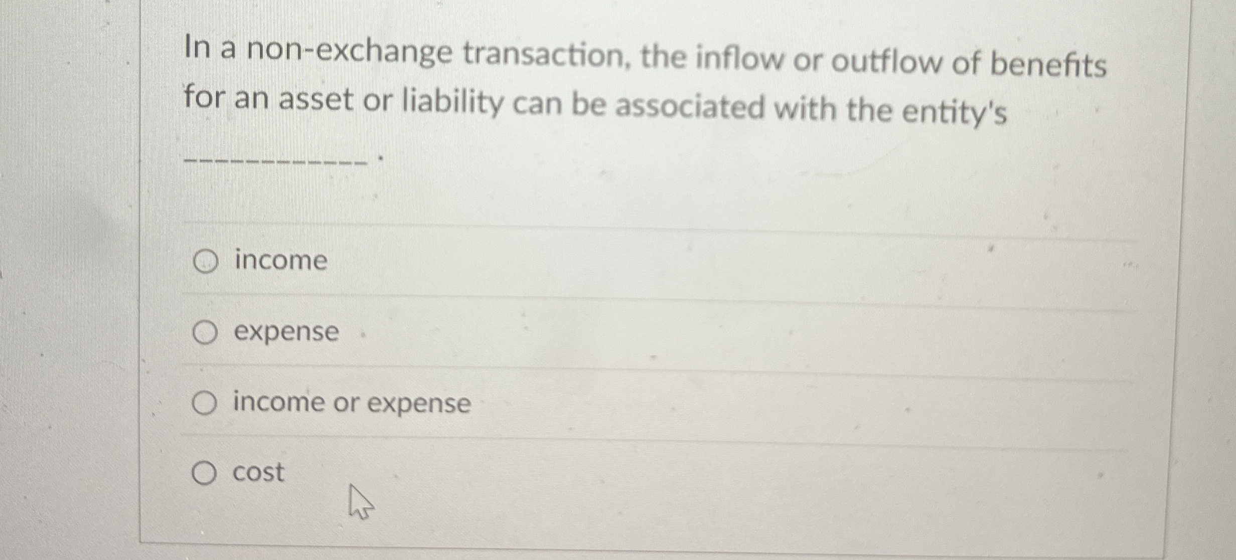 In a non - exchange transaction, the inflow or