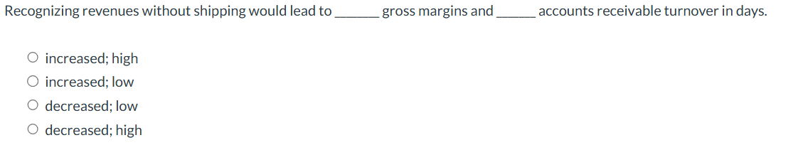 Recognizing revenues without shipping would lead