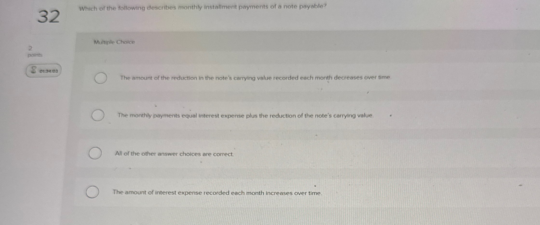 3 2 Which of the following describes monthly