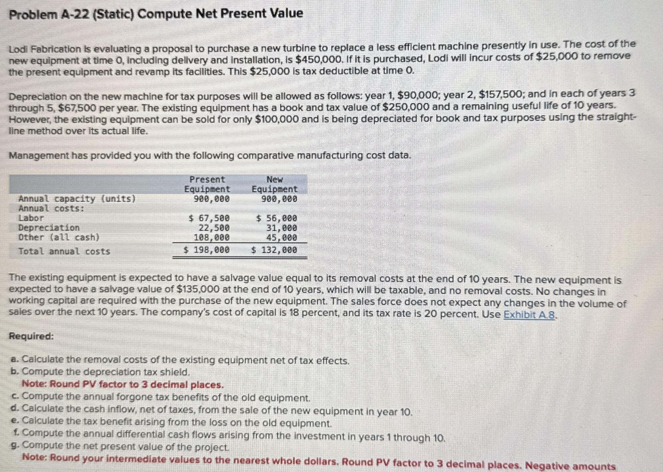 Problem A - 2 2 ( Static ) Compute Net Present
