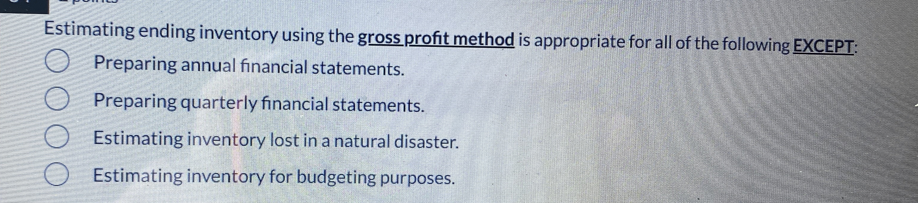 Estimating ending inventory using the gross