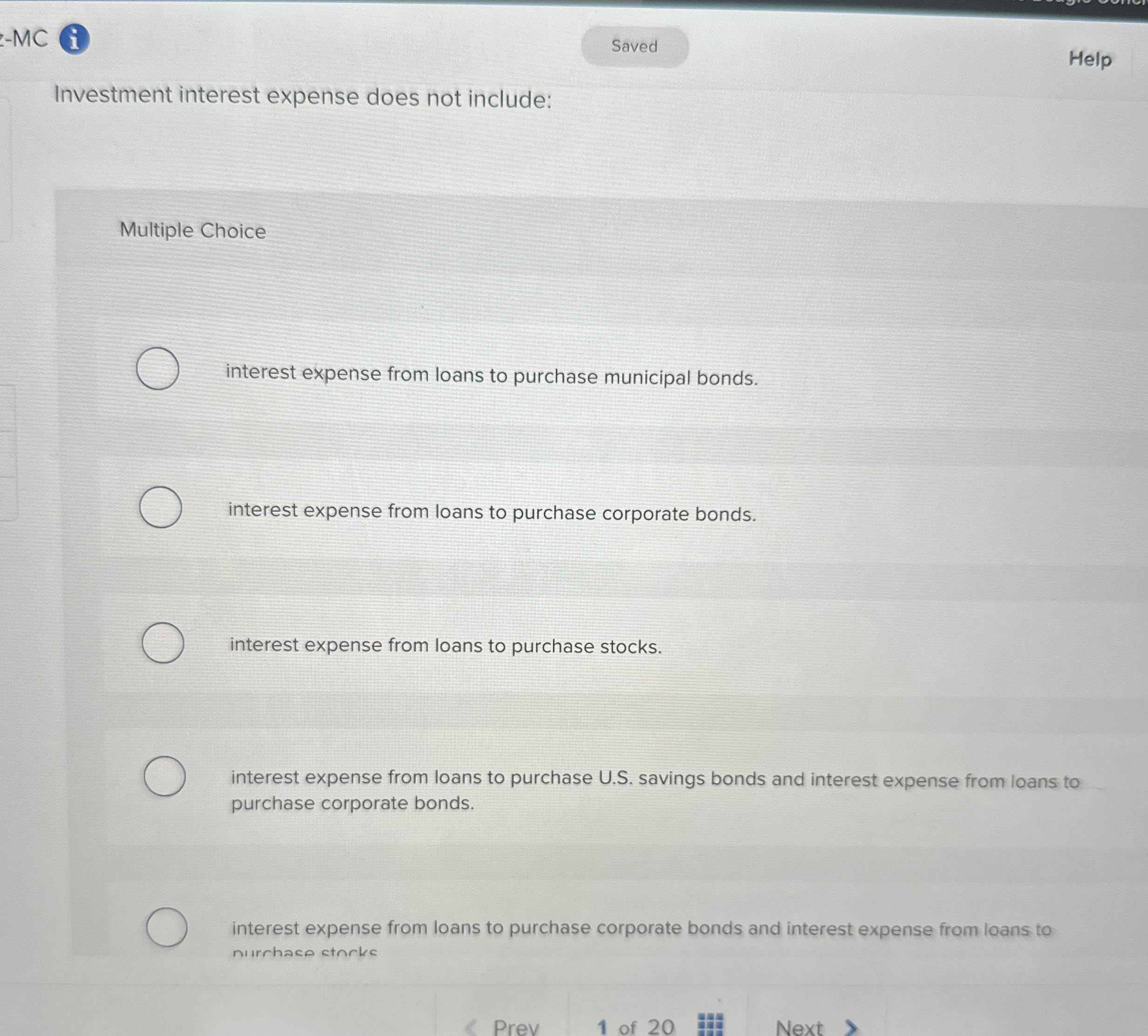 - MC Help Investment interest expense does not