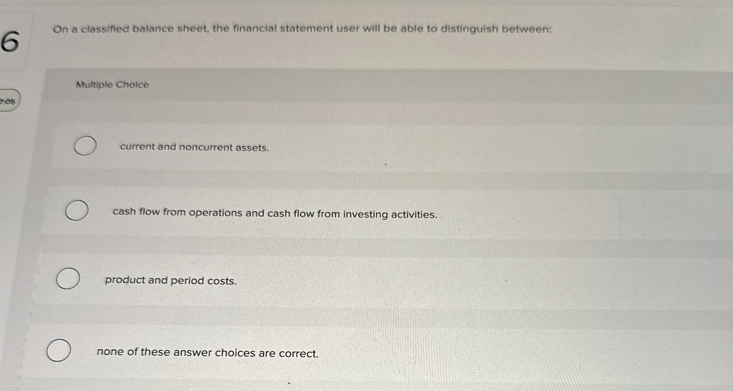 On a classified balance sheet, the financial