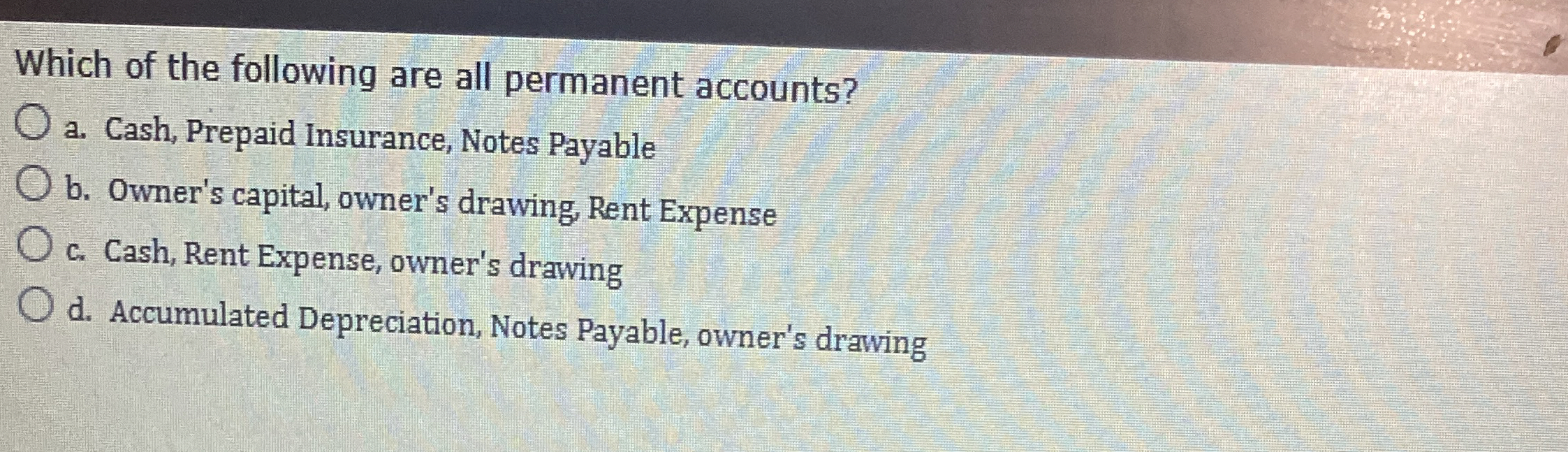 Which of the following are all permanent