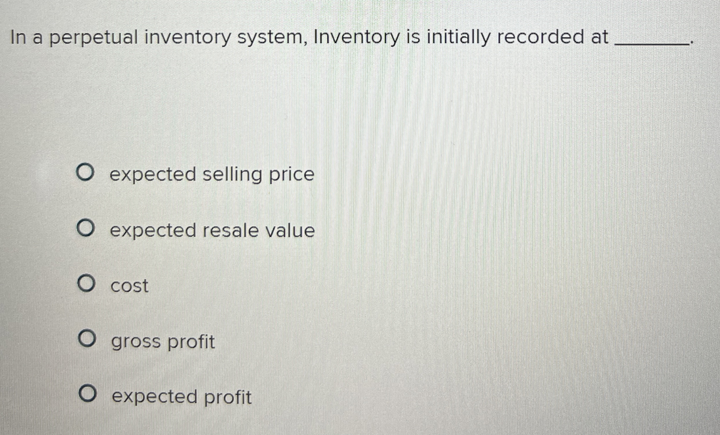 In a perpetual inventory system, Inventory is