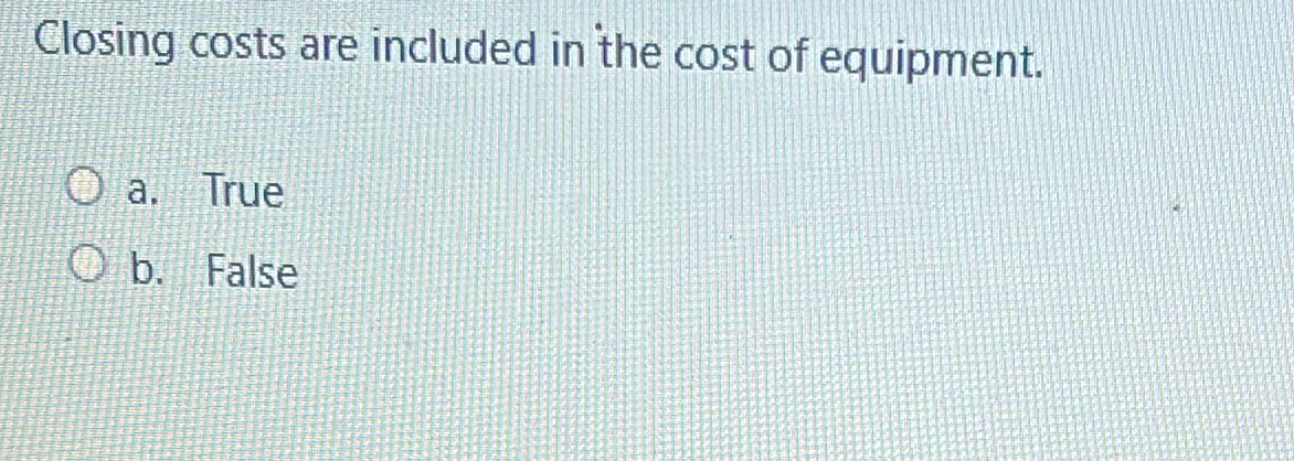 Closing costs are included in the cost of