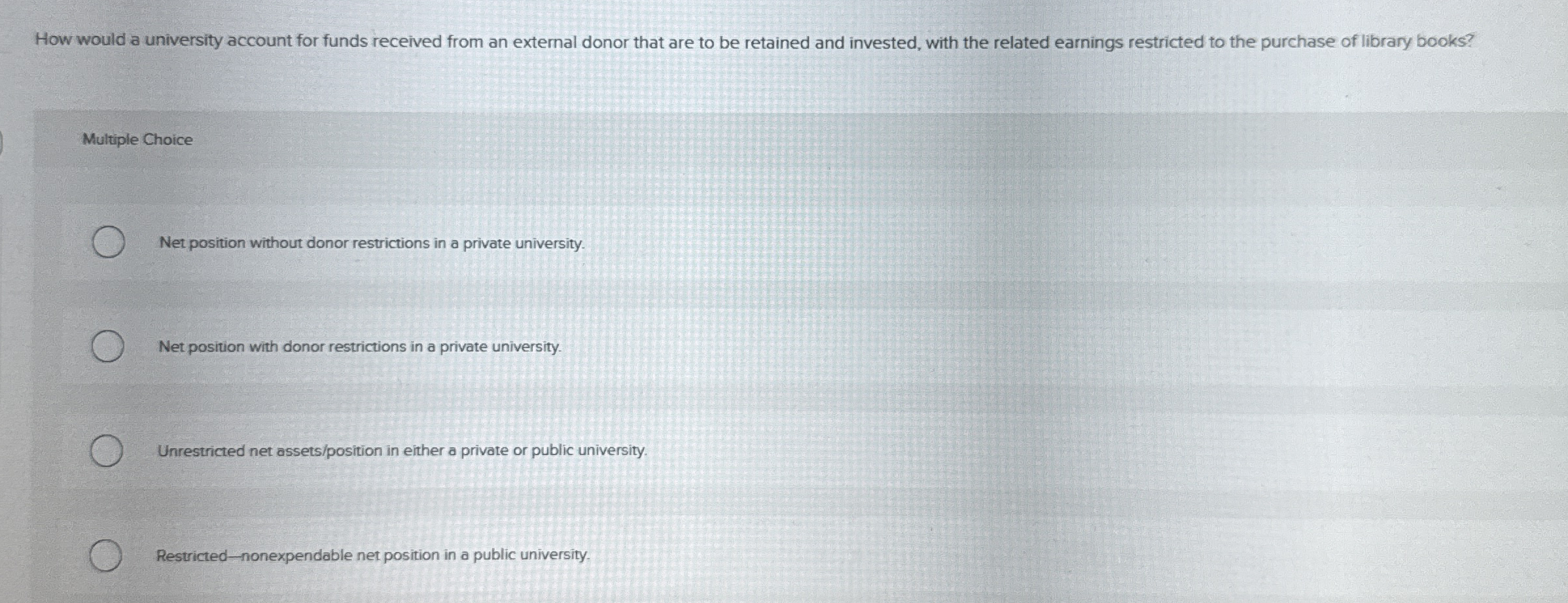 How would a university account for funds received