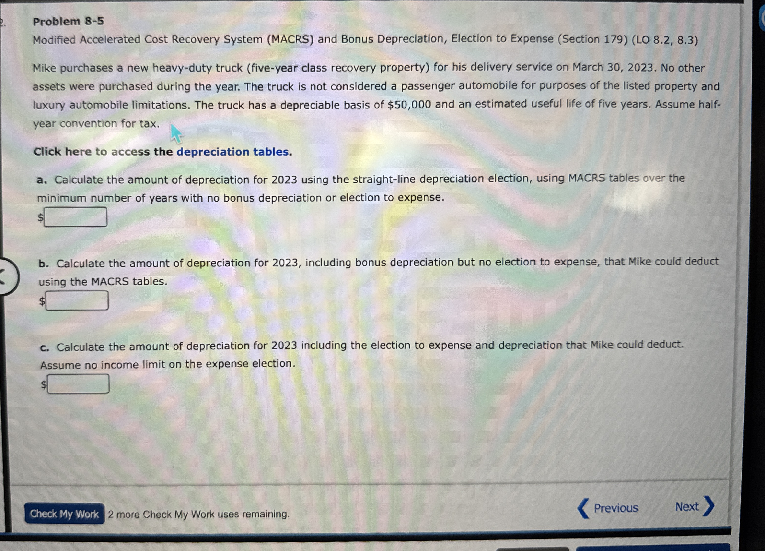 Problem 8 - 5 Modified Accelerated Cost Recovery