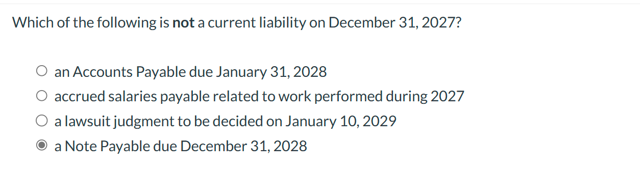 Which of the following is not a current liability