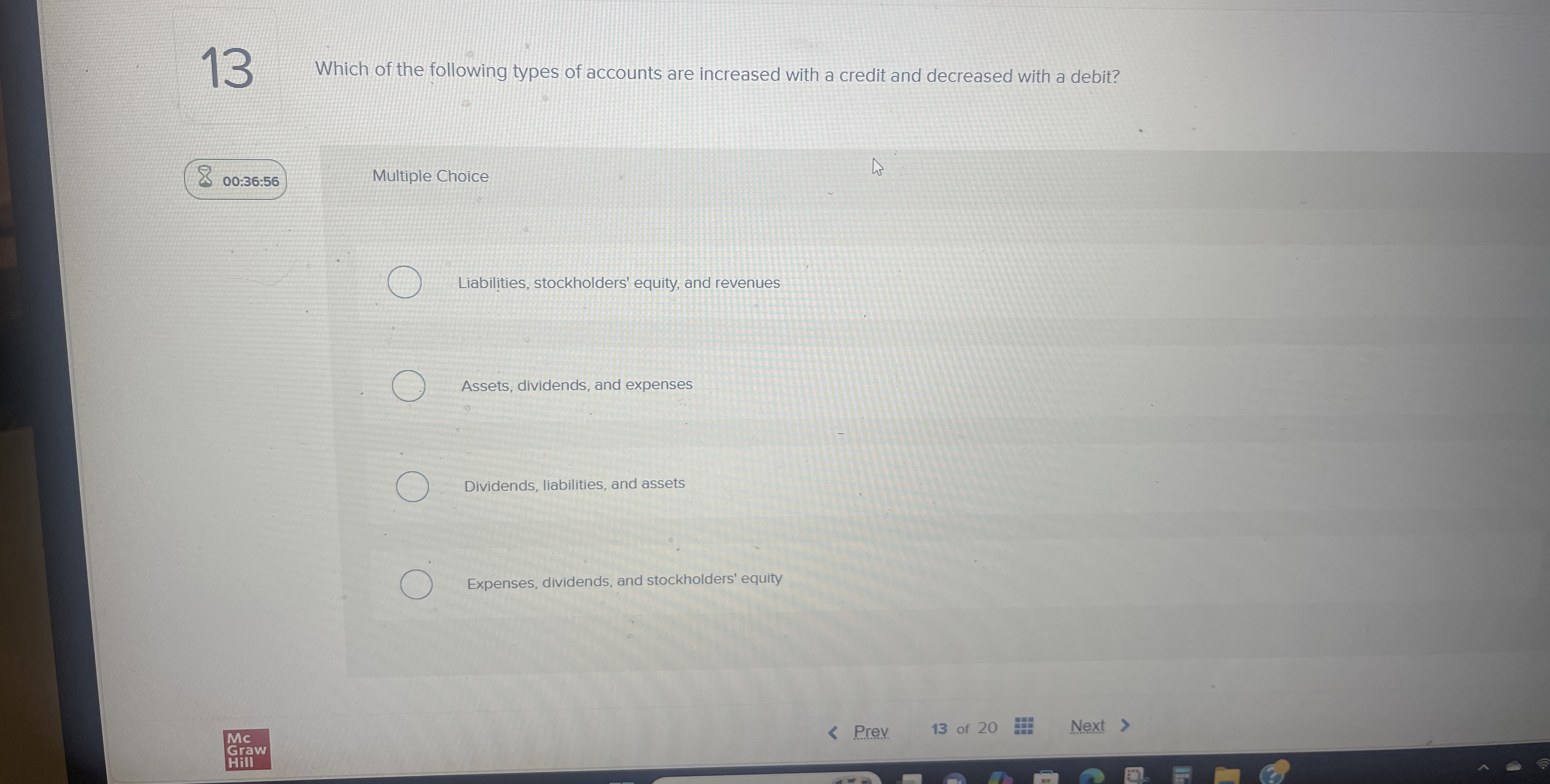 1 3 Which of the following types of accounts are