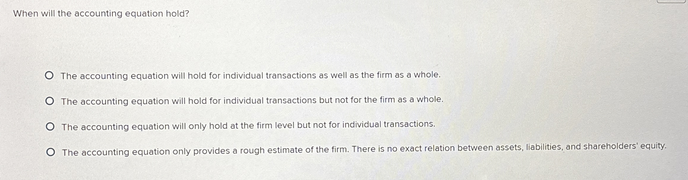 When will the accounting equation hold? The