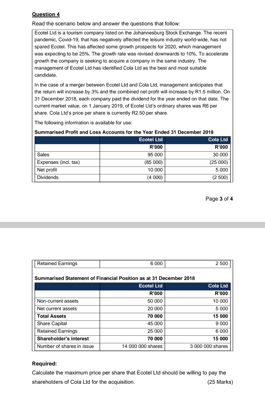 Question 4 Read the scenario below and answer the