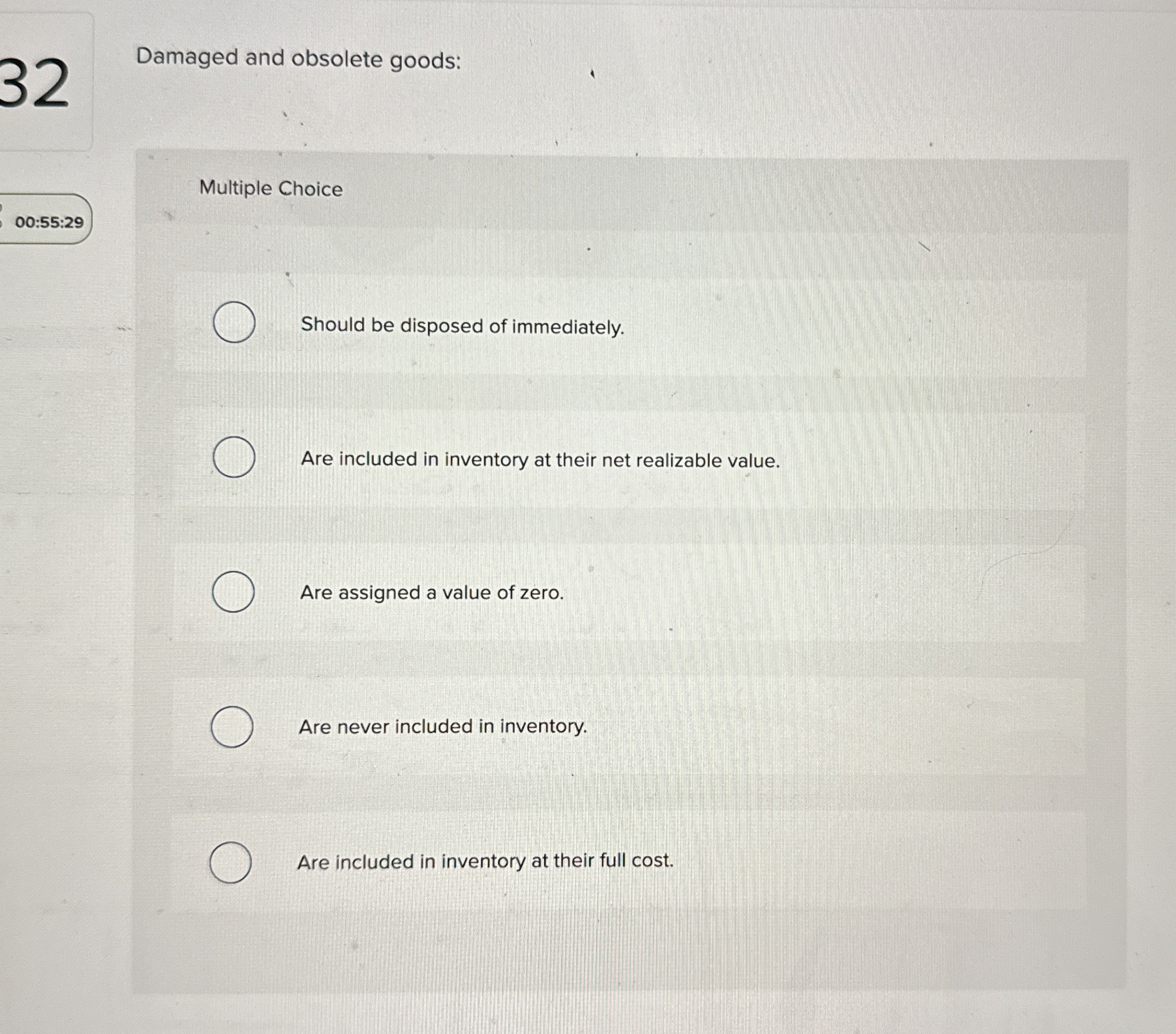 Damaged and obsolete goods: Multiple Choice 0 0 :