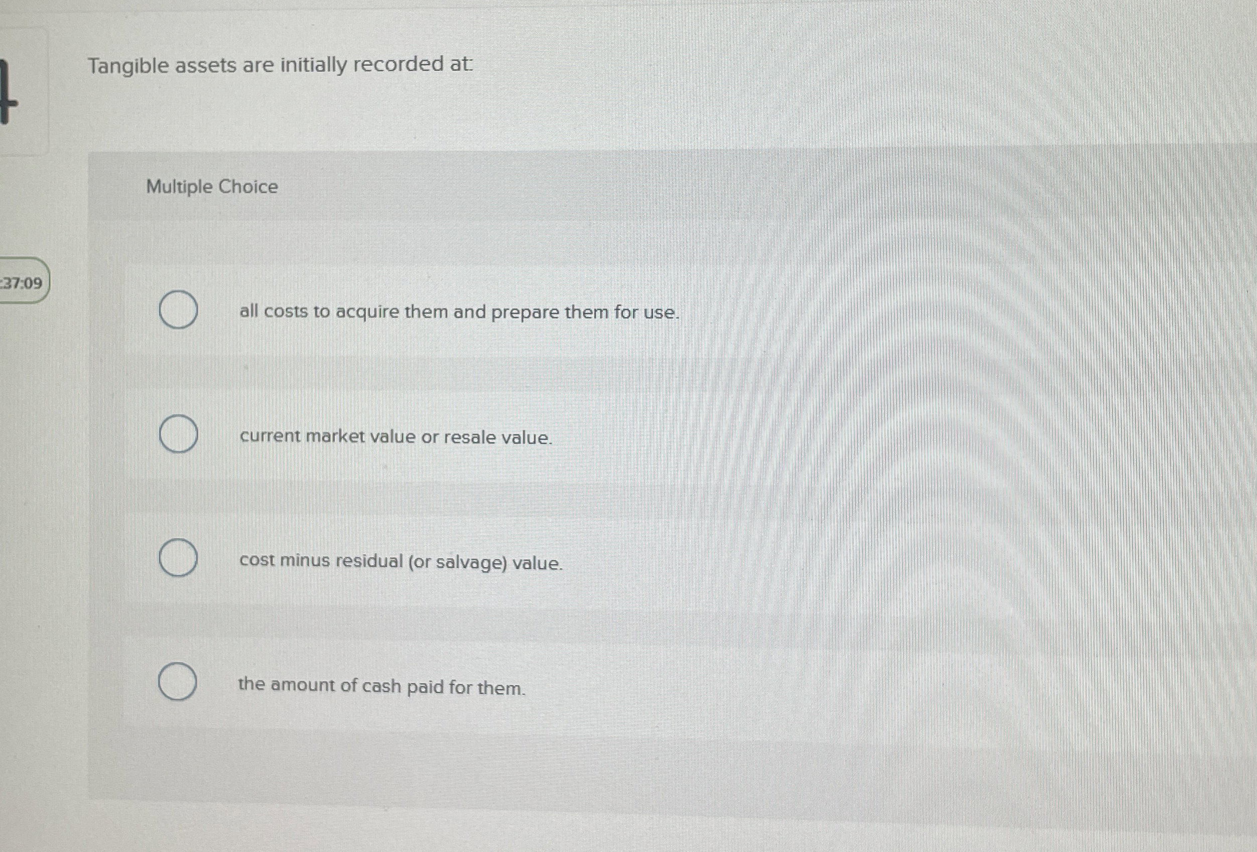 Tangible assets are initially recorded at: