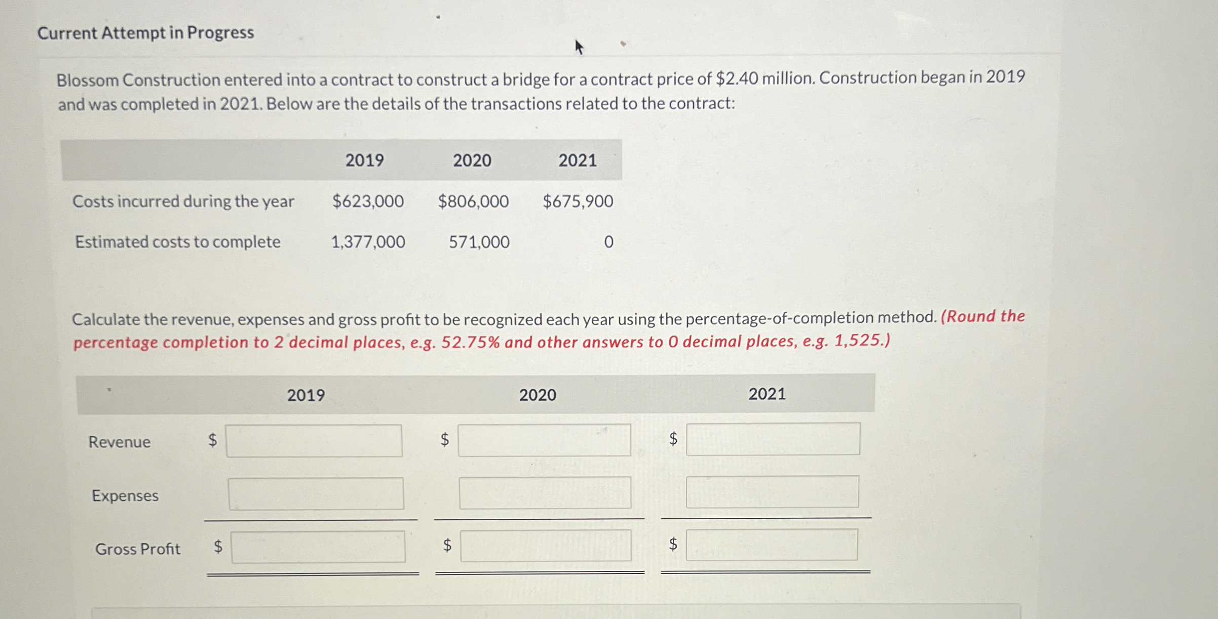 Current Attempt in Progress Blossom Construction