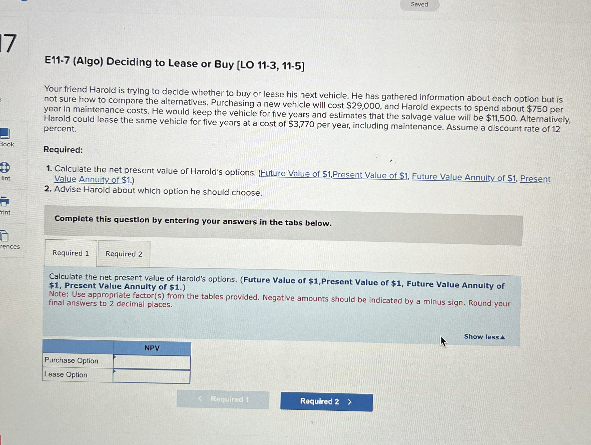 Saved E 1 1 - 7 ( Algo ) Deciding to Lease or Buy