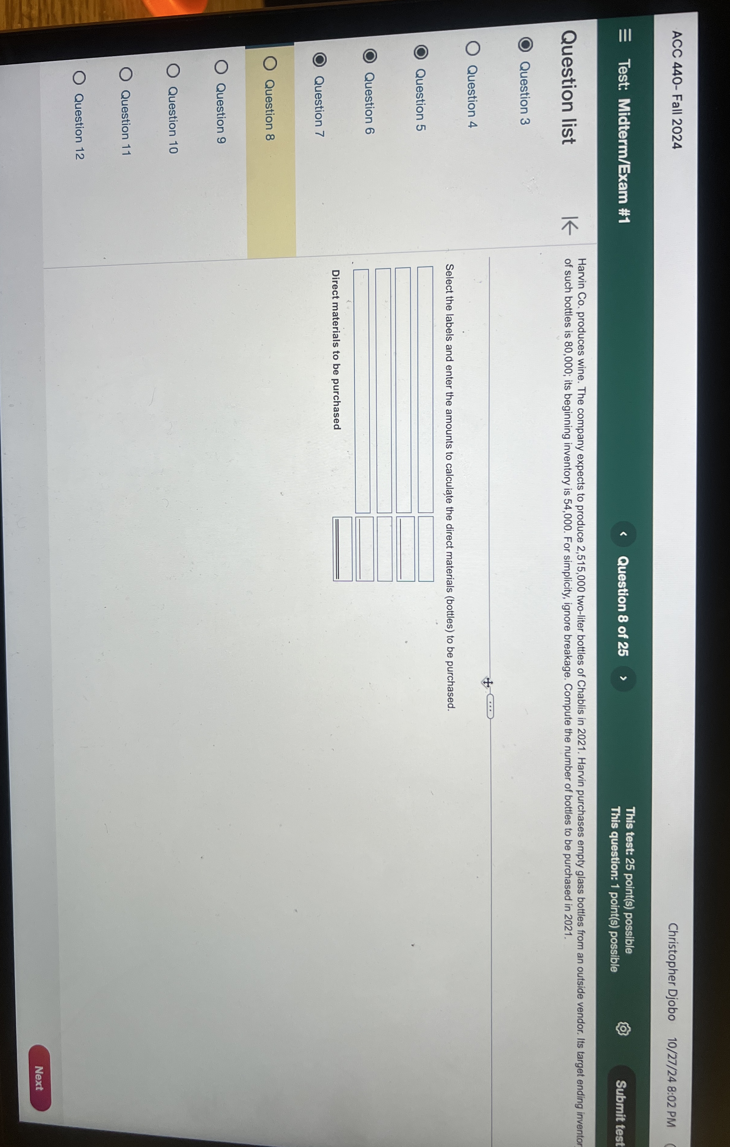 ACC 4 4 0 - Fall 2 0 2 4 Christopher Djobo 1 0 /