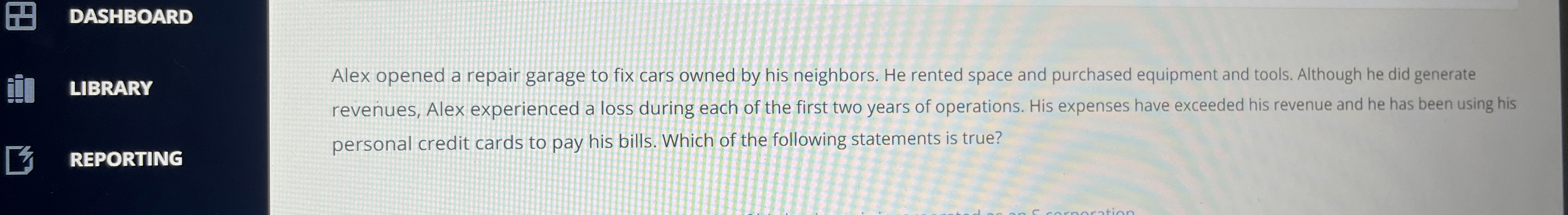 DASHBOARD LIBRARY REPORTING Alex opened a repair