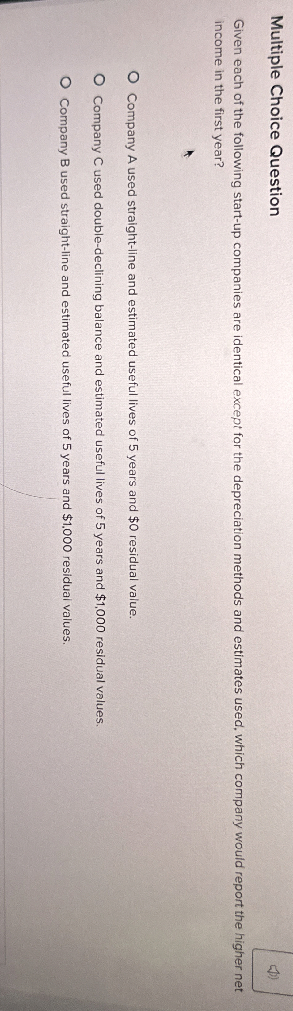 Multiple Choice Question Given each of the