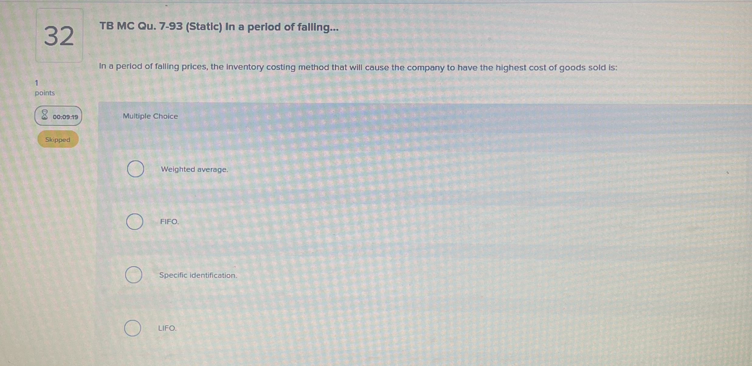 3 2 TB MC Qu . 7 - 9 3 ( Static ) In a period of