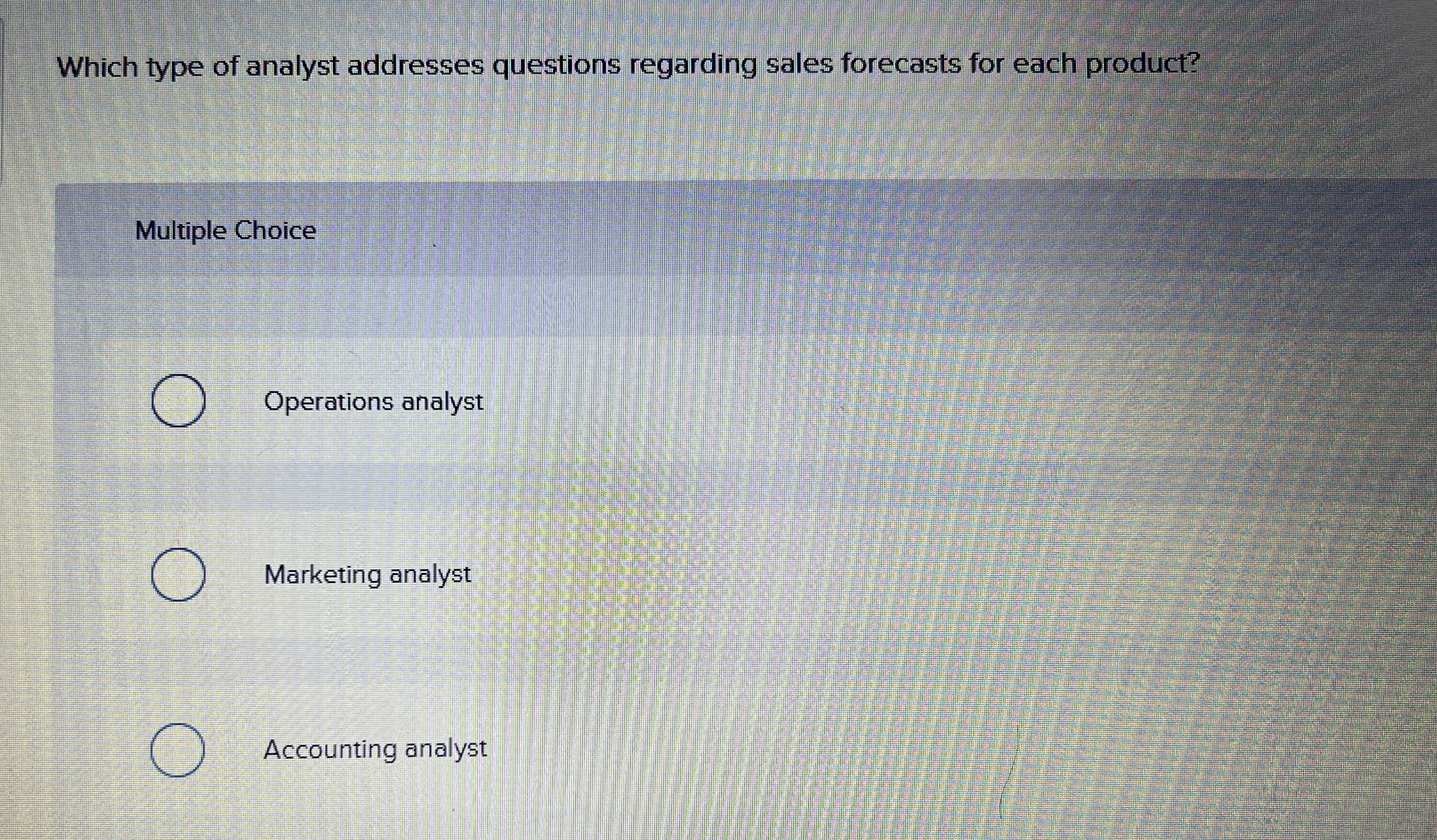 Which type of analysis addresses questions