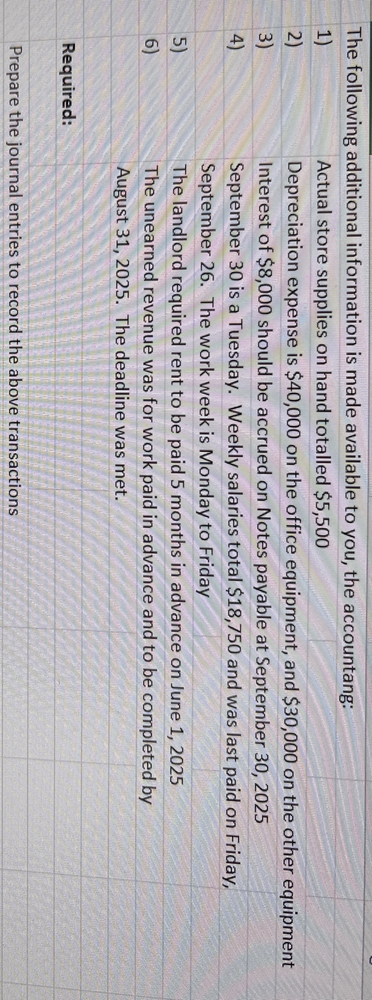 The following additional information is made