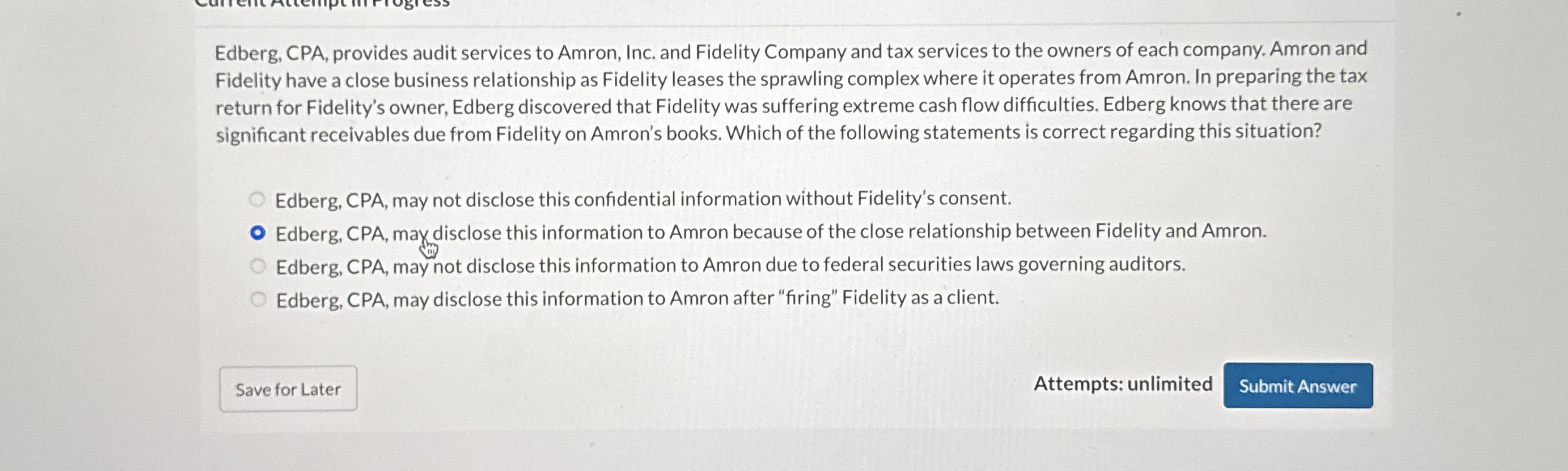 Edberg, CPA, provides audit services to Amron,