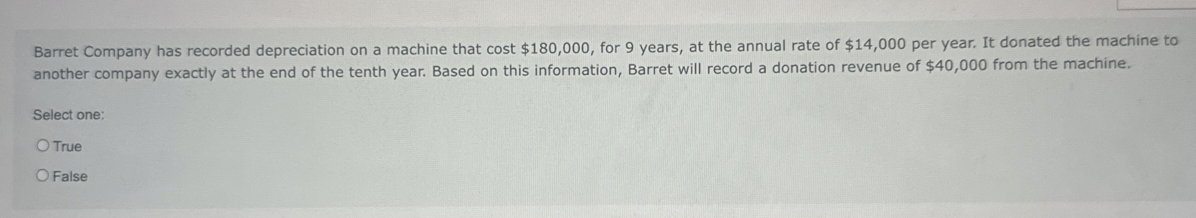 Barret Company has recorded depreciation on a