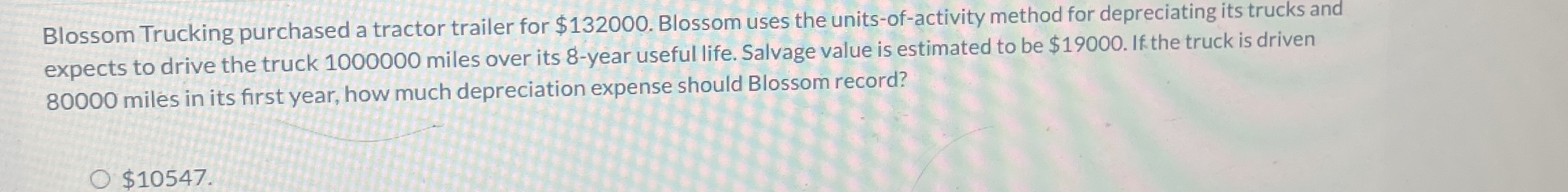 Blossom Trucking purchased a tractor trailer for