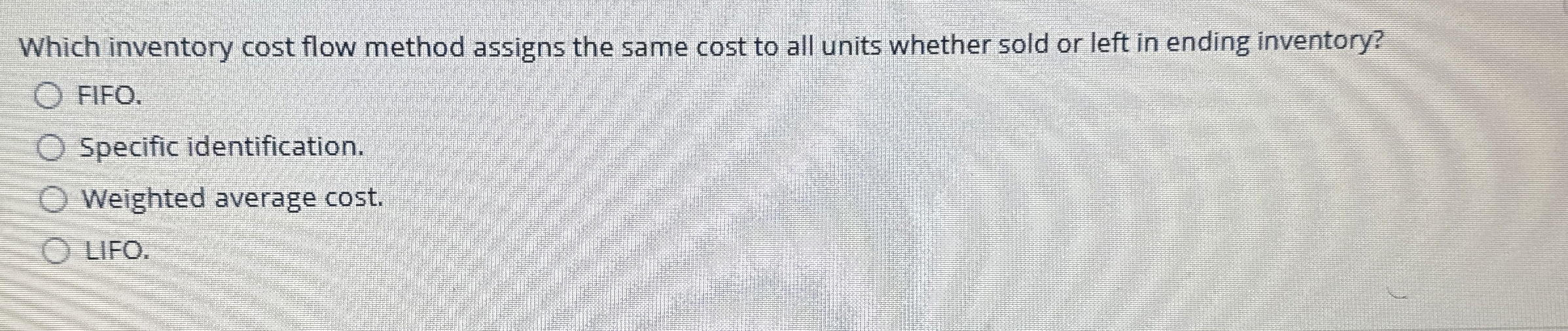 Which inventory cost flow method assigns the same