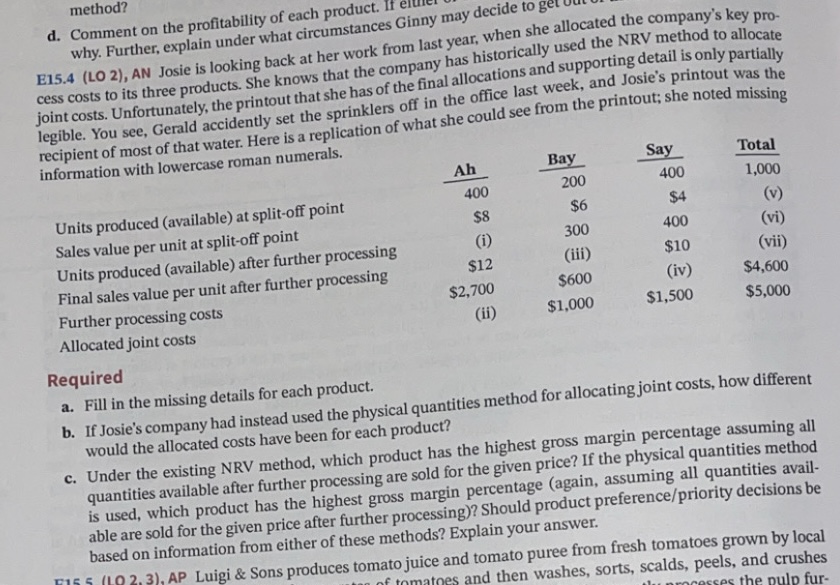 E 1 5 . 4 ( LO 2 ) , AN Josie is looking back at