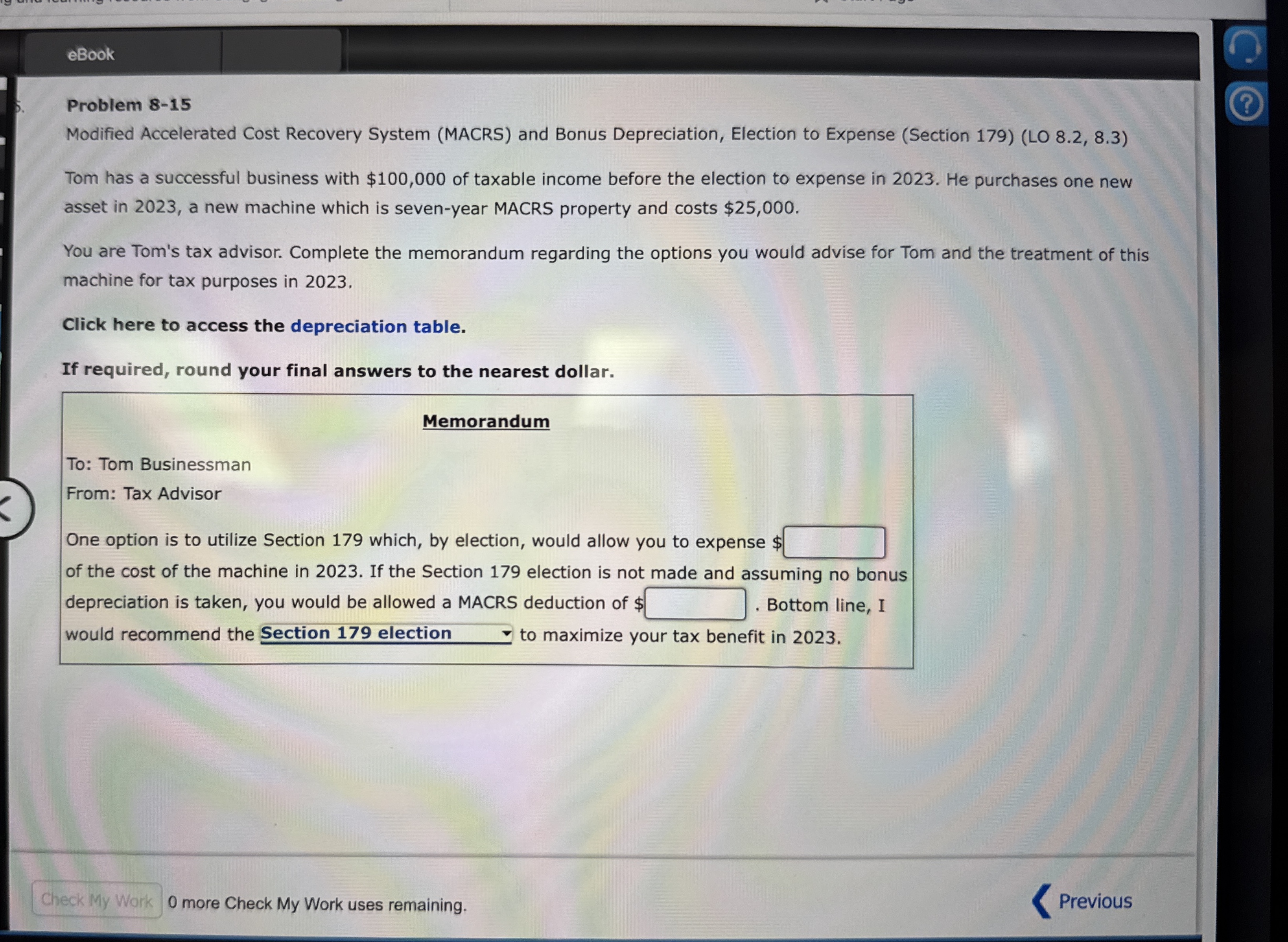 eBook Problem 8 - 1 5 Modified Accelerated Cost