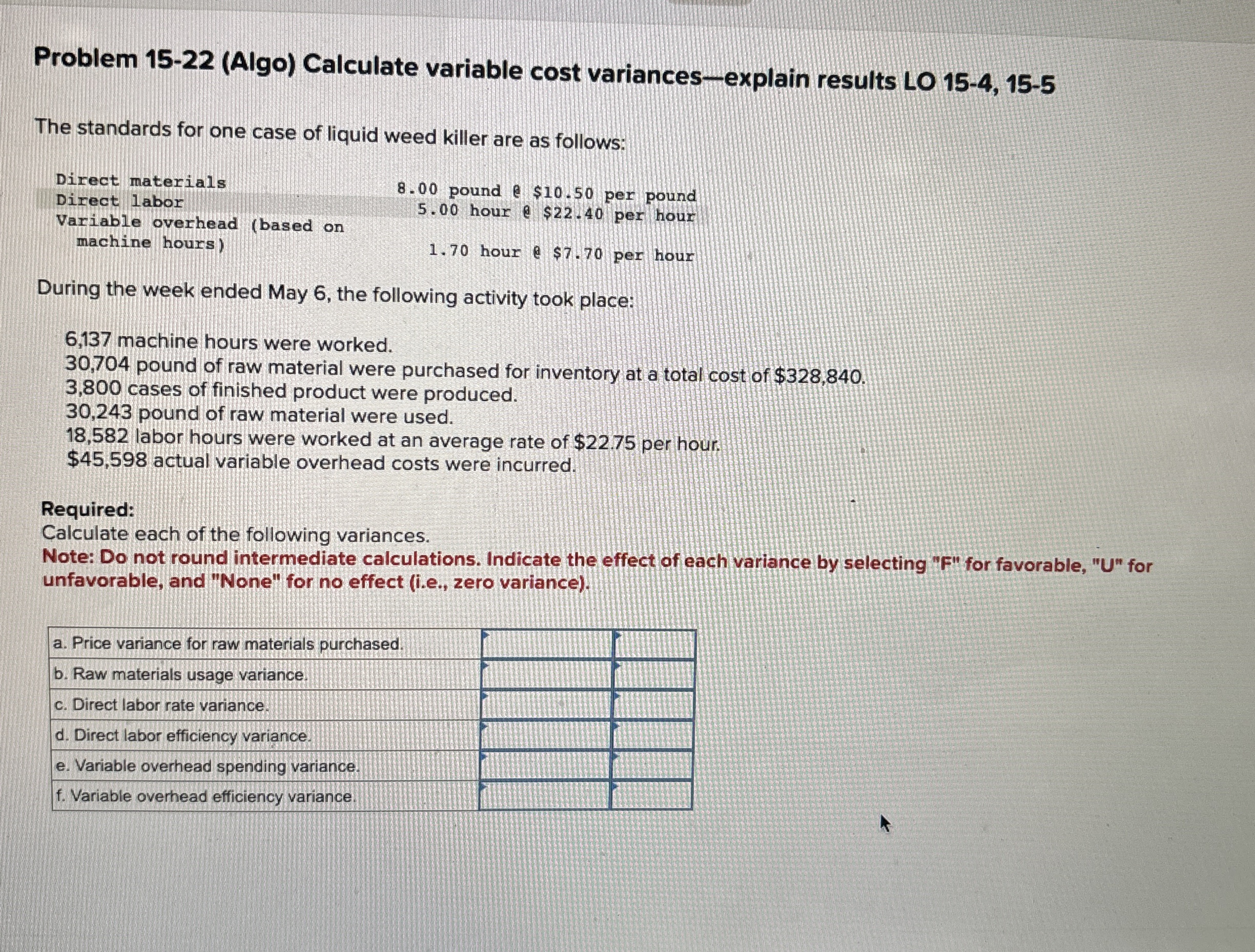 Problem 1 5 - 2 2 ( Algo ) Calculate variable