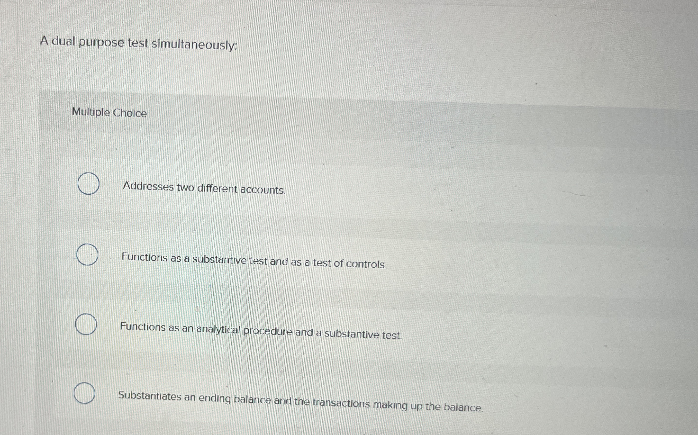 A dual purpose test simultaneously: Multiple