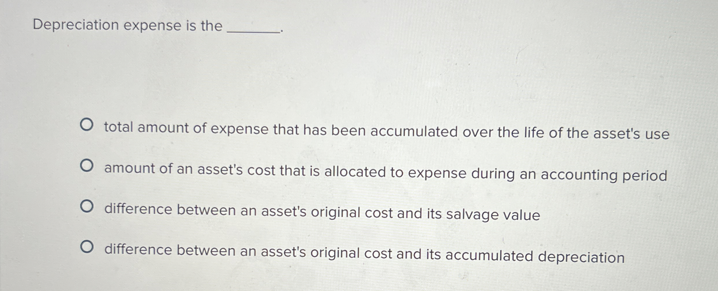 Depreciation expense is the total amount of