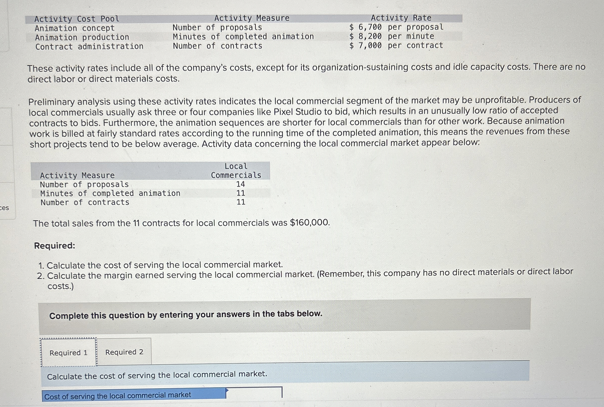 \ table [ [ Activity Cost Pool,Activity