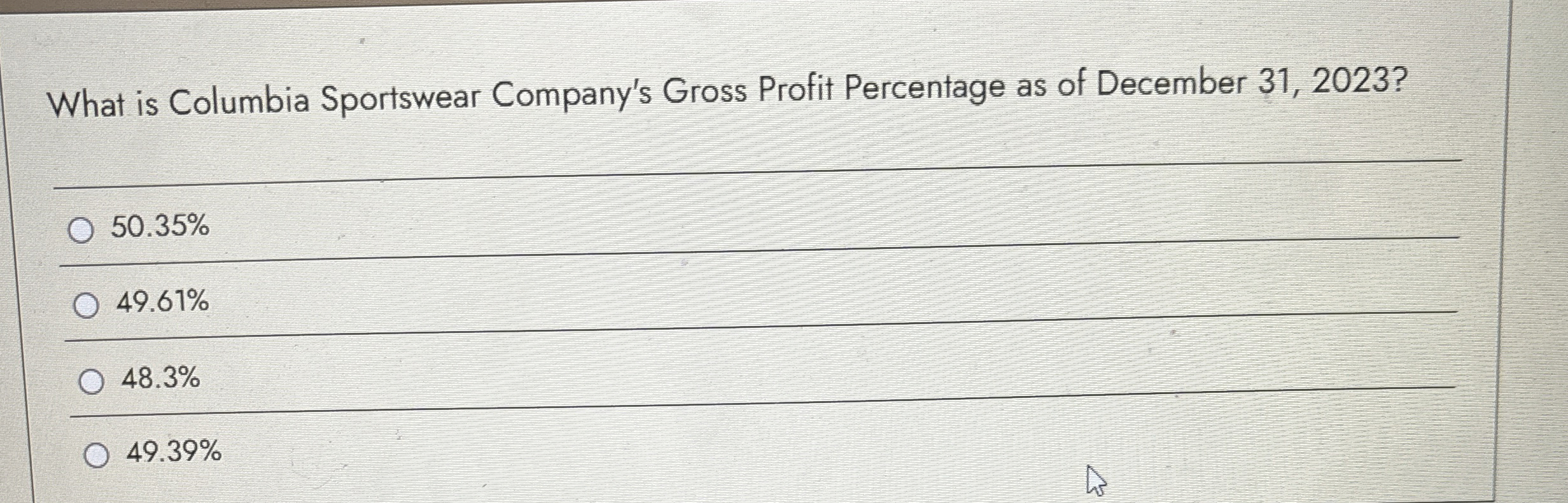 What is Columbia Sportswear Company's Gross