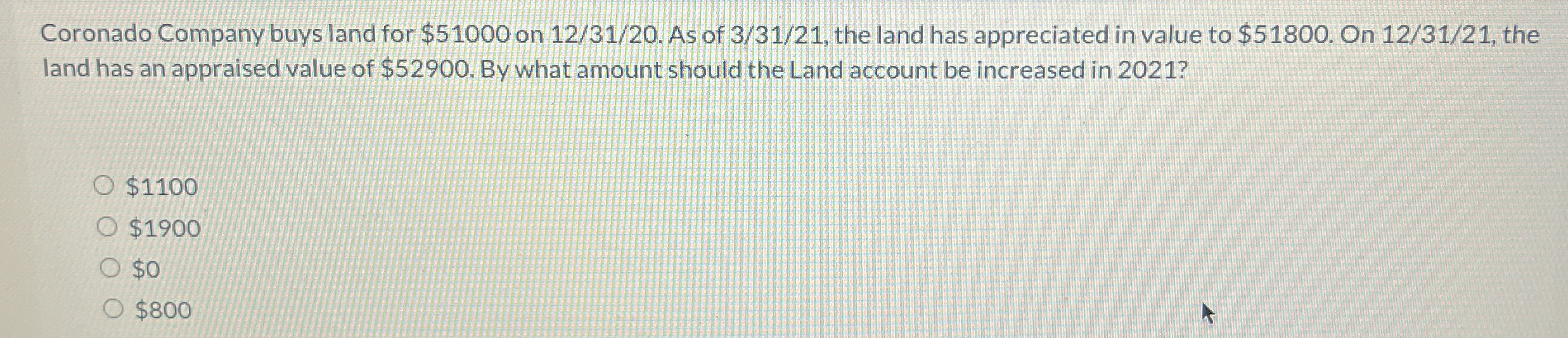 Coronado Company buys land for $ 5 1 0 0 0 on 1 2