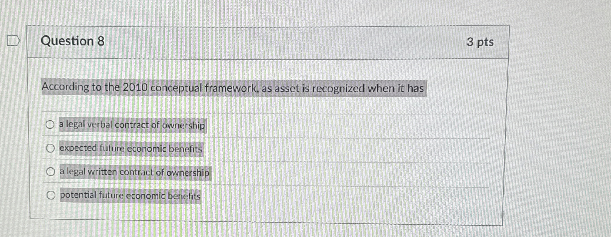 Question 8 3 pts According to the 2 0 1 0