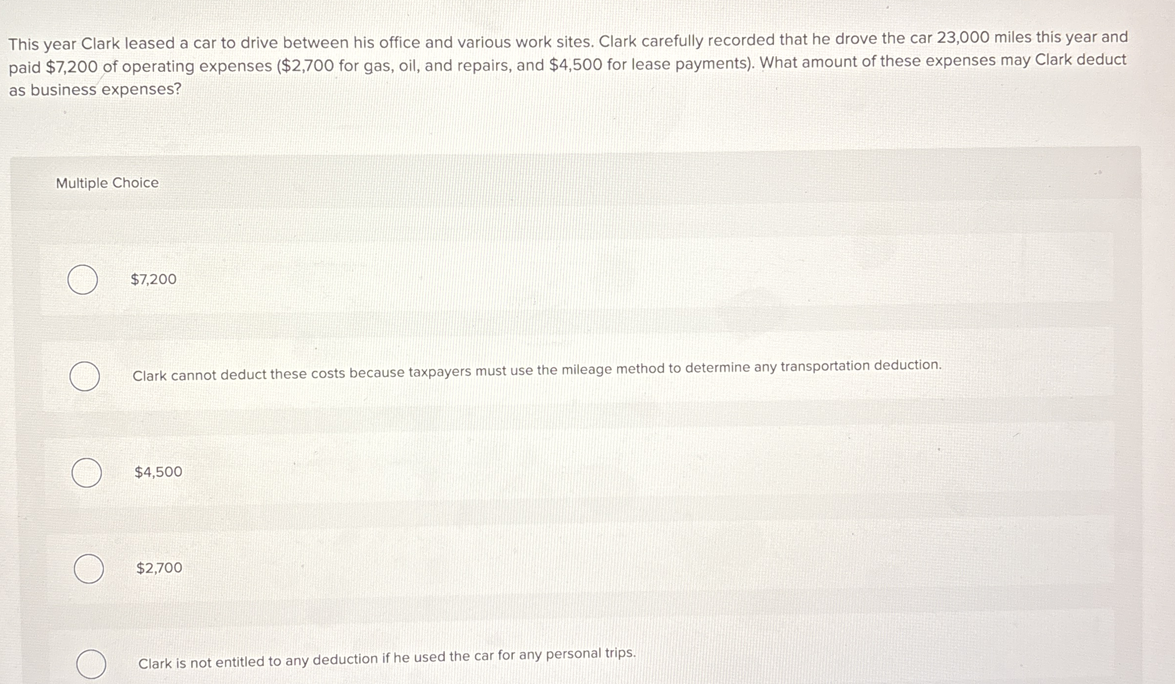 This year Clark leased a car to drive between his